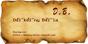 Dékány Béla névjegykártya