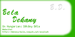 bela dekany business card